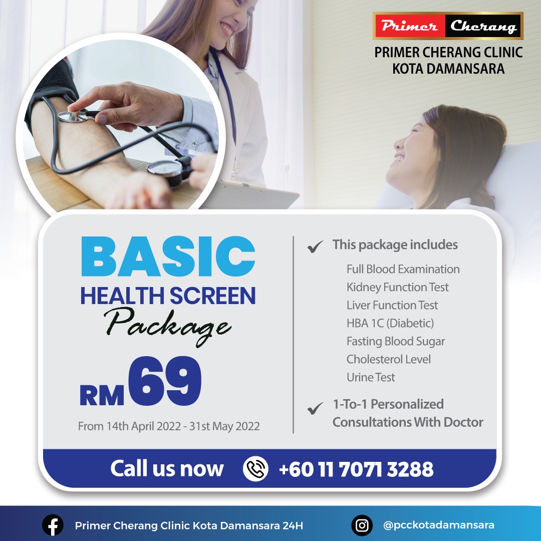 Health Screening Package Primer Cherang Clinic Kota Damansara 24H